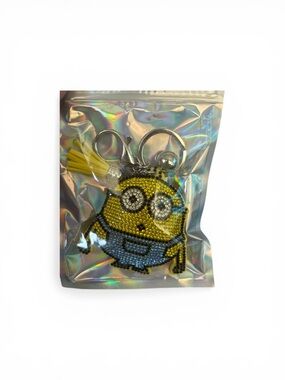 Rhinestone Minion Keychain Card Holder - Yellow/Blue